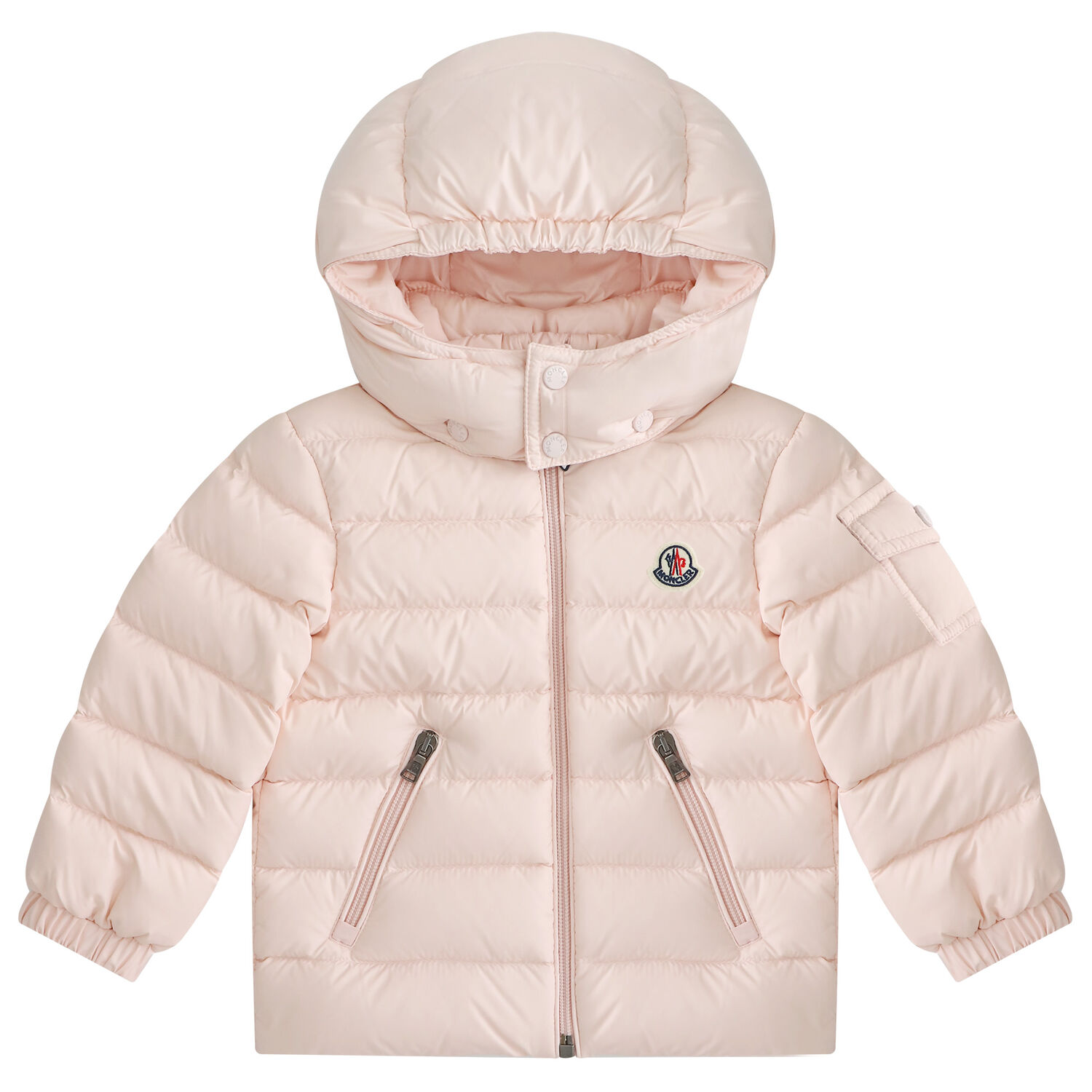 Younger Girls Pink Logo Puffer Jacket, 1, hi-res